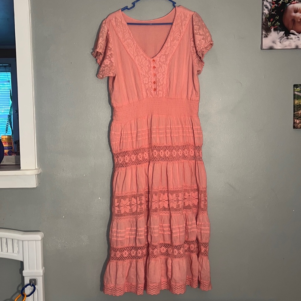 Cute pink boho dress size xl